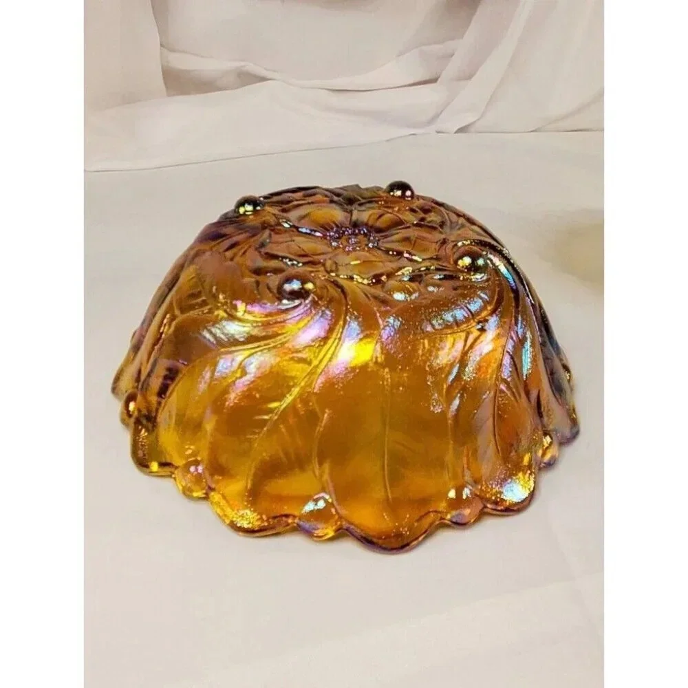 Vtg Indiana Glass Iridescent Gold Carnival Glass #1211 3pc Console Set Footed - Picture 13 of 13